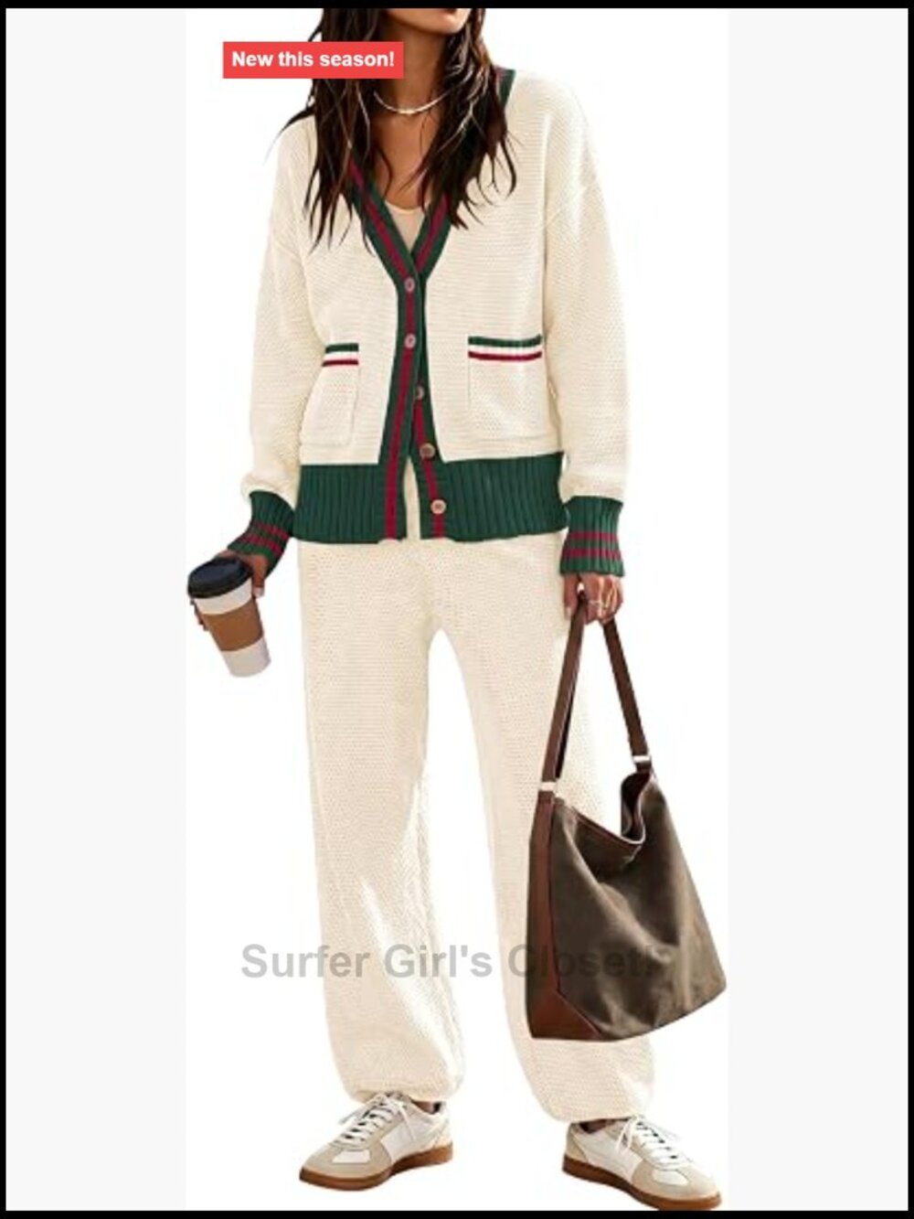 Women's 2 Piece Cardigan Sweater Set Knit Lounge Matching Set